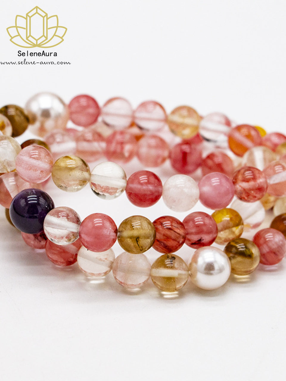 Frühlingserwachen Multistrand Armband & Halskette | Rosa Quarz + Prehnit + Bergkristall | Verstellbar