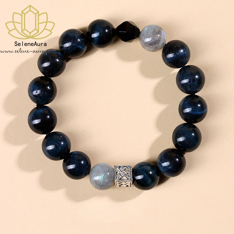Handgemachtes Blaues Tigerauge Paar Armband - Natürlicher Edelstein