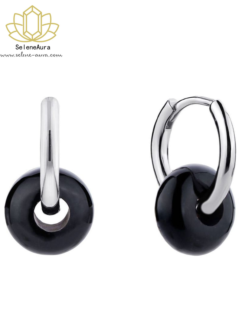 Natürlicher Achat Donut Ohrring | S925 Gold | Chakra-Schmuck | Koreanischer Minimalismus