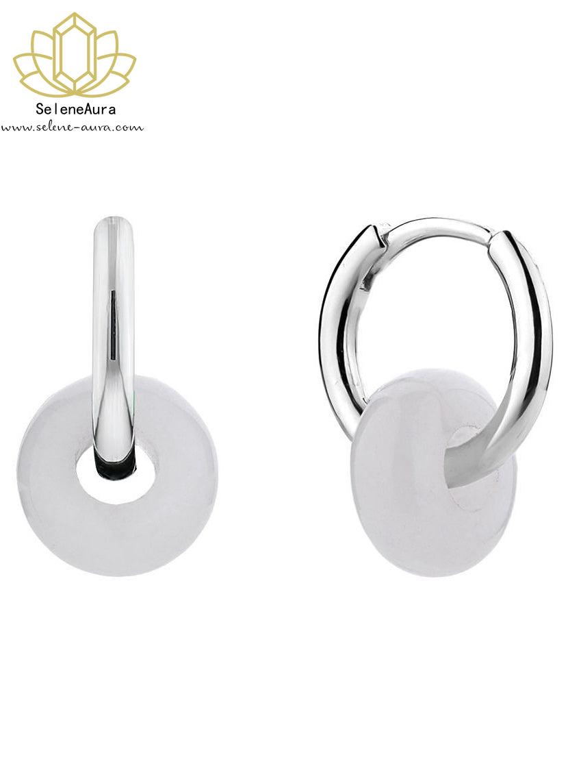 Natürlicher Achat Donut Ohrring | S925 Gold | Chakra-Schmuck | Koreanischer Minimalismus