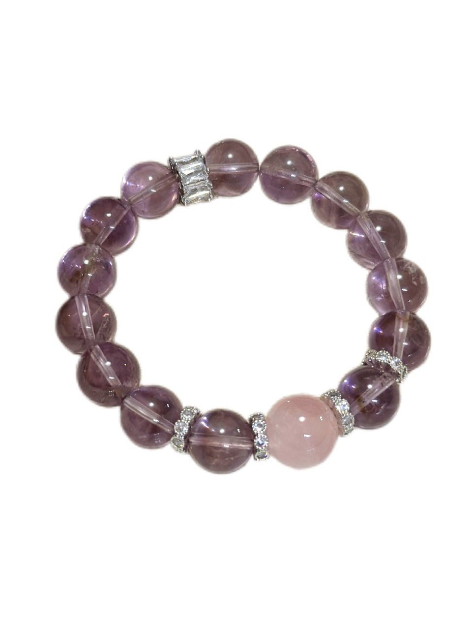 Amethyst & Rosenquarz Doppelstein Armband | Liebesenergie & innere Harmonie | Handgefertigt