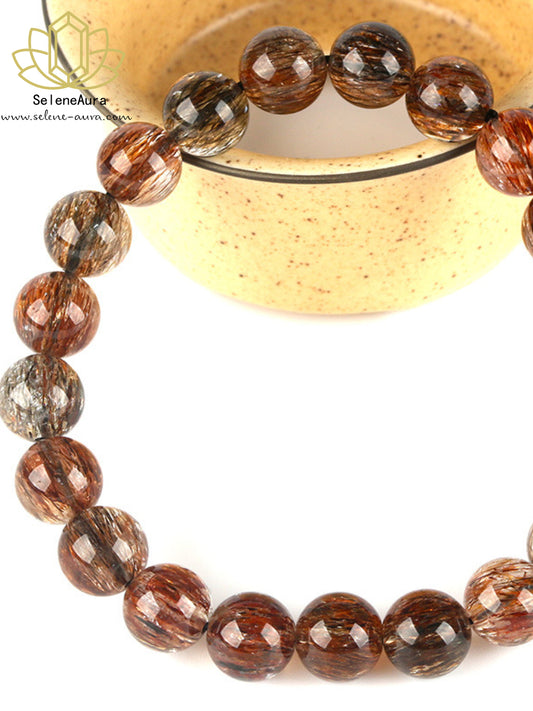 Schwarzer Titanquarz Armband mit & Regenbogenlicht