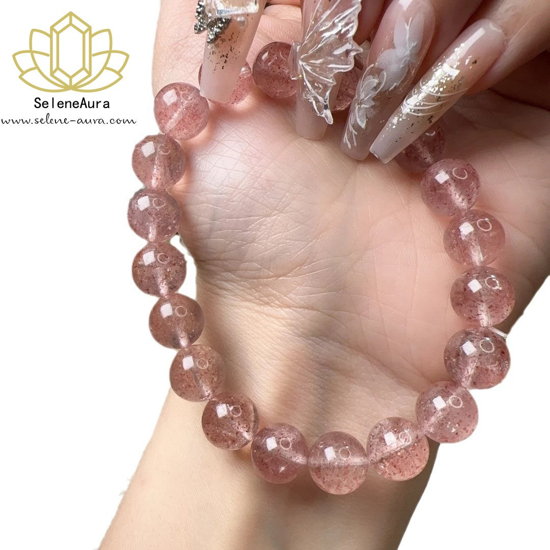 Natural Strawberry Crystal Armband Pink Crystal Peach Blossom Ice Crystal Fashion Girlfriend Girlfriend Valentine Gift