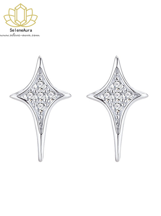 S925 Sterling Silber Meteor Ohrringe – Minimalistisches Kreuz & Stern-Design