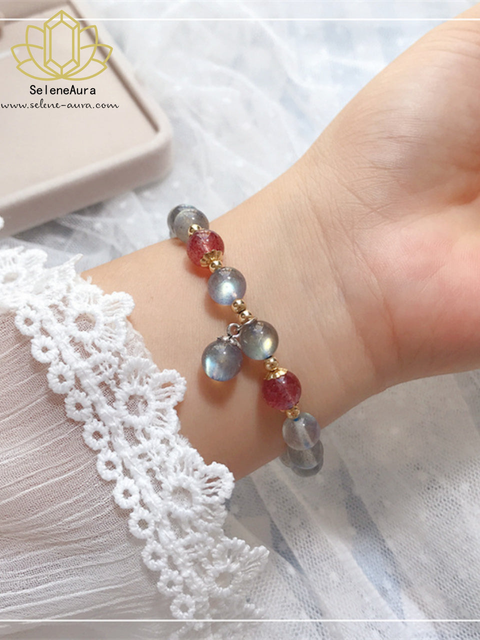 【Mondstein Energie Armband】Weißer & Grauer Mondstein Doppeldesign|Natürlicher Heilstein Freundschaftsgeschenk
