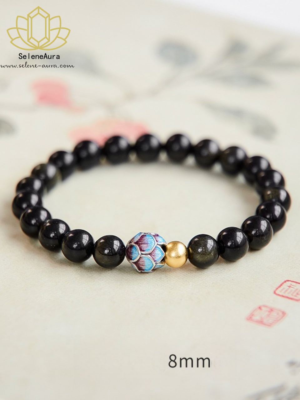 Obsidian Armband "Ozeanbalance" | Handgefertigt Schutzstein | Wasserenergie