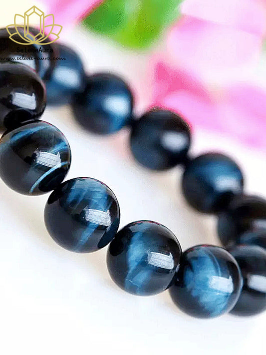 Natürliches Blau-Tigerauge Armband | Handgefertigt