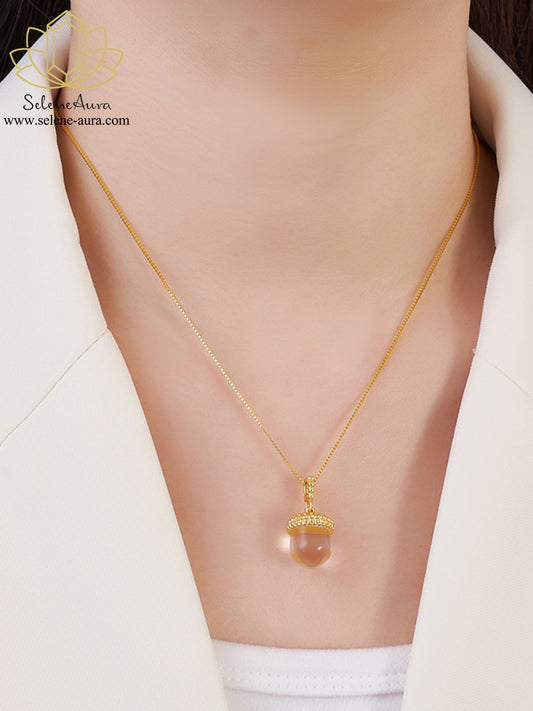 Weißer Quarz Tannenzapfen Anhänger | S925 Silber Anhänger | Reinigungs-Energie