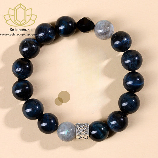 Handgemachtes Blaues Tigerauge Paar Armband - Natürlicher Edelstein