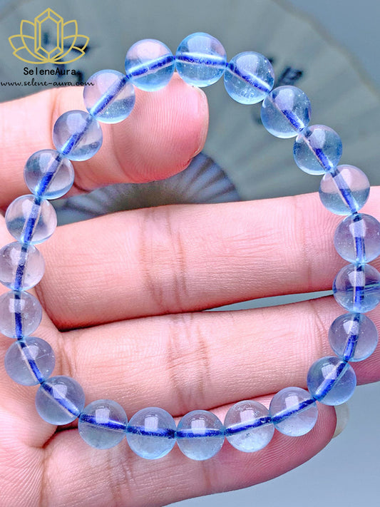 SeleneAura Brasilianischer Tiefblauer Aquamarin Armband Energieheilung Handpoliert