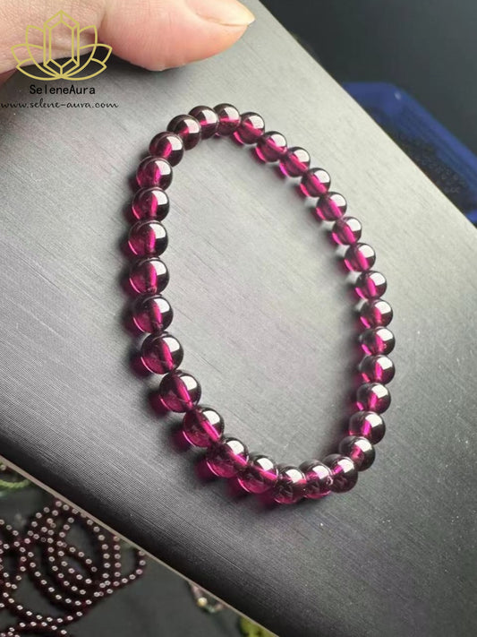 Natürlicher Granat (Roter Granat) Einfach Armband | Energie & Vitalität | Handgefertigt für SeleneAura