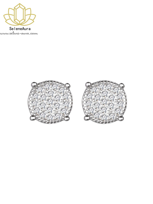 Funkelnder Zirkonia Ohrstecker S925 Silber Krappenfassung Vollbesetzt | Minimalistisch HipHop | Hochwertig & Exklusiv