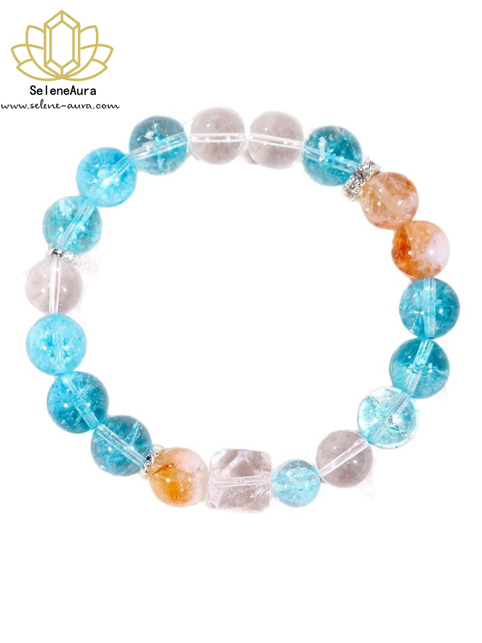 Drachenprinz Ao Bing Armband | Blauer Kristall & Gelber Turmquarz | Tierkreis-Energie für Schutz