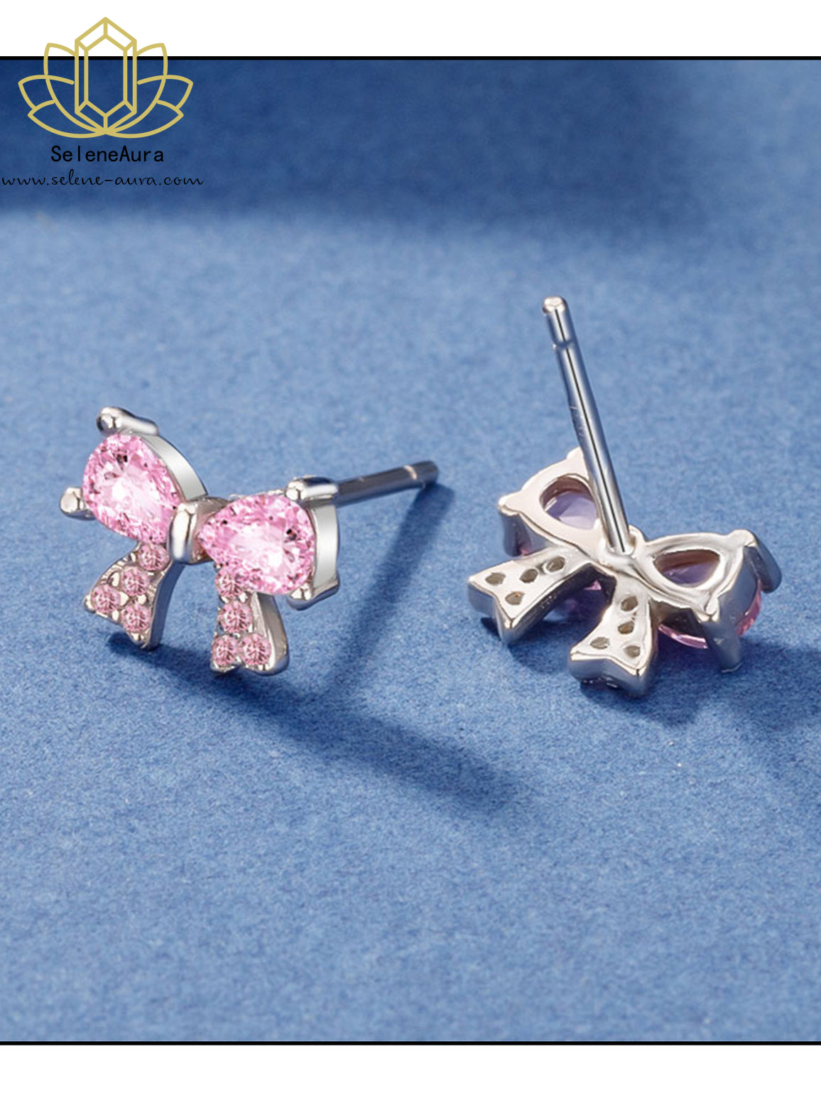 Silber Schmetterling Ohrstecker mit Pink Zirkonia & Strass