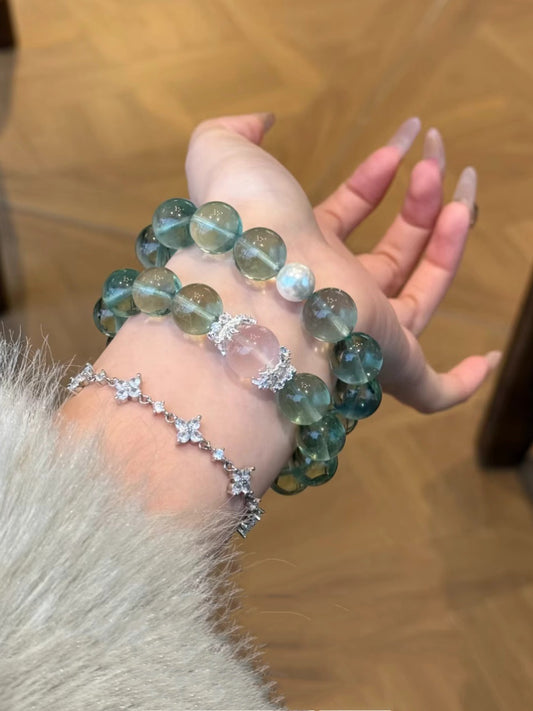 Natürliches Grünes Fluorit-Kristallarmband | Grünes Fluorit-Perlenarmband | SeleneAura Schmuck
