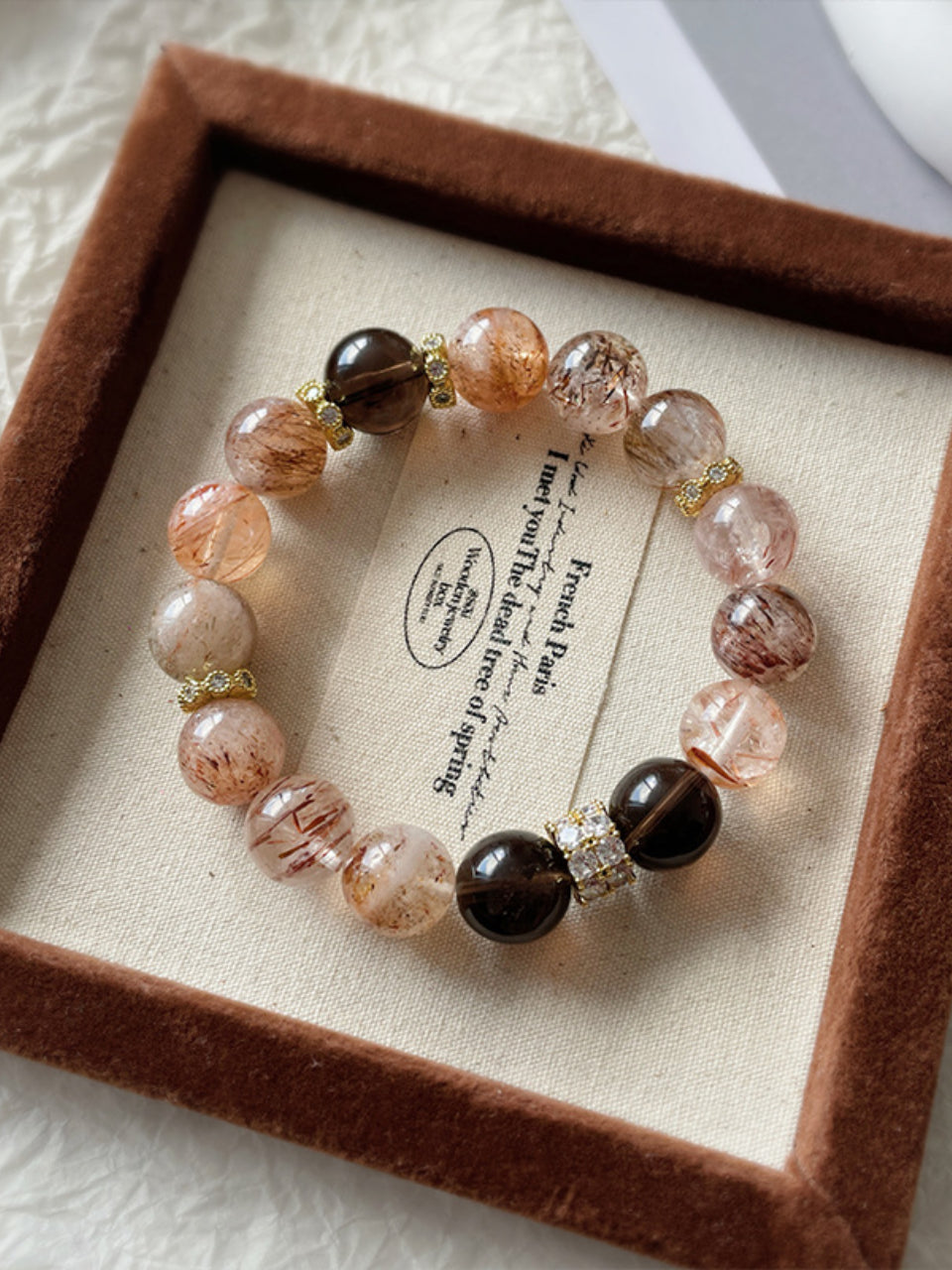 Schwarzes Gold Super7 & Rauchquarz Armband | Geometrisches Design | Unisex Energie