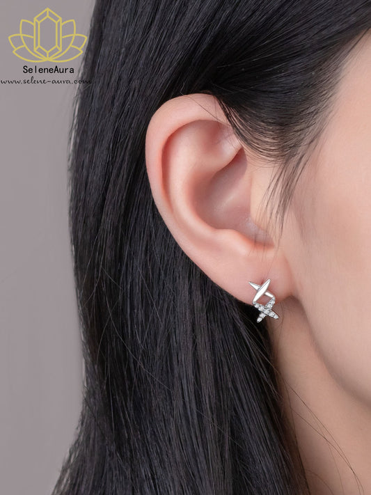 S925 Sterlingsilber Doppel-Stern Ohrringe | Koreanischer Minimalismus | Kreuzdesign