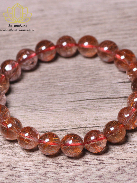 Natürliches Rutilquarz Armband Reichtum & Energie Tierkreis-Schutzstein