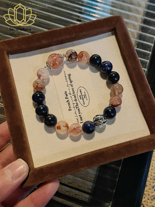 Roter Aventurin & Chrysokoll Armband 10+12mm Edelstein Energie | Handgefertigt