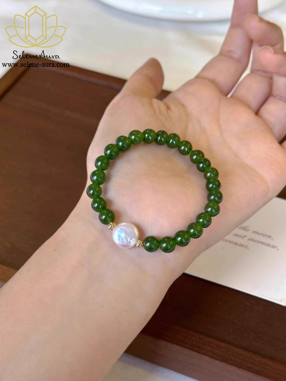 Grüner Achat & Perlen Armband | Handgefertigter Naturstein Schmuck | Herzchakra Harmonie