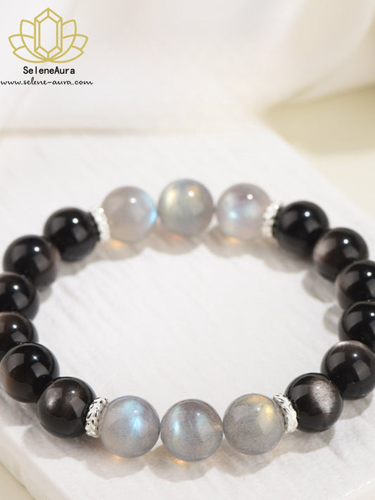 SeleneAura Armband "Nachtanker" - Natürlicher Schwarzer Obsidian