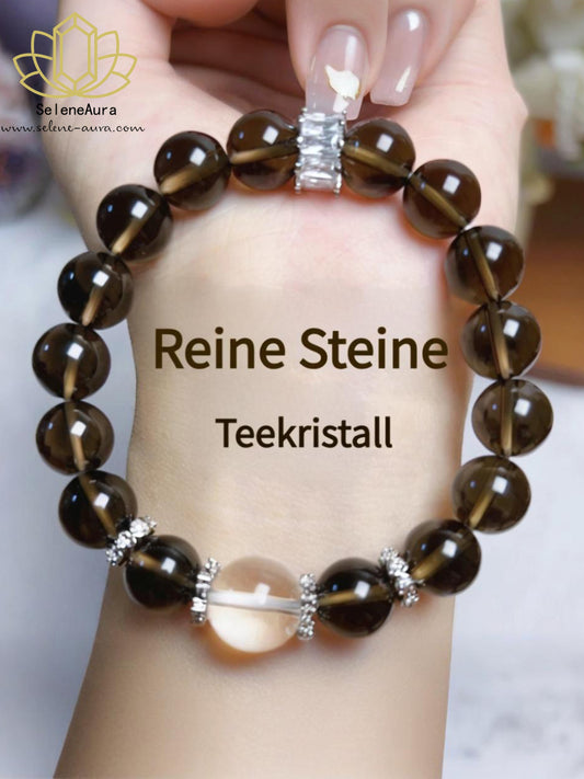 Natürliches Rauchquarz & Bergkristall Armband | Marbled Color Energie | Rechtshand Reinigung