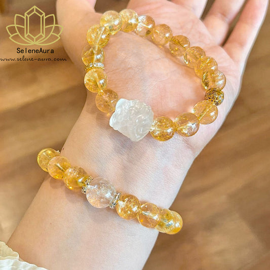 Original Natural Yellow Asai Armband Citrin Waking White Crystal Pure Handmade BFF Energie-Armband