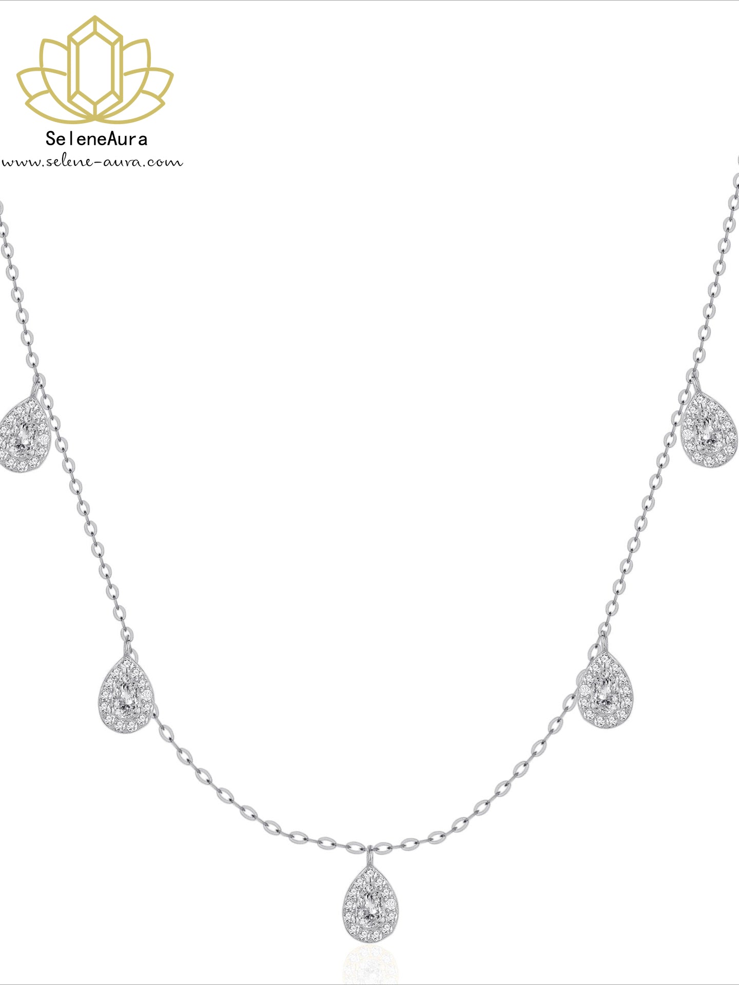Silberne Tränken Tropfen Halskette mit Zirkonia | Elegantes Collier | SeleneAura