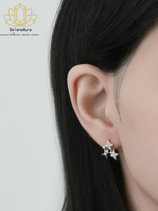 Sterne Ohrringe "Silberner Stern" | 925 Silber | Minimalistisch & Elegant