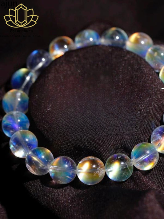 Schutzengel Armband Großer Madagaskar Mondstein | Naturstein | Handvergoldet | Energiegeschenk