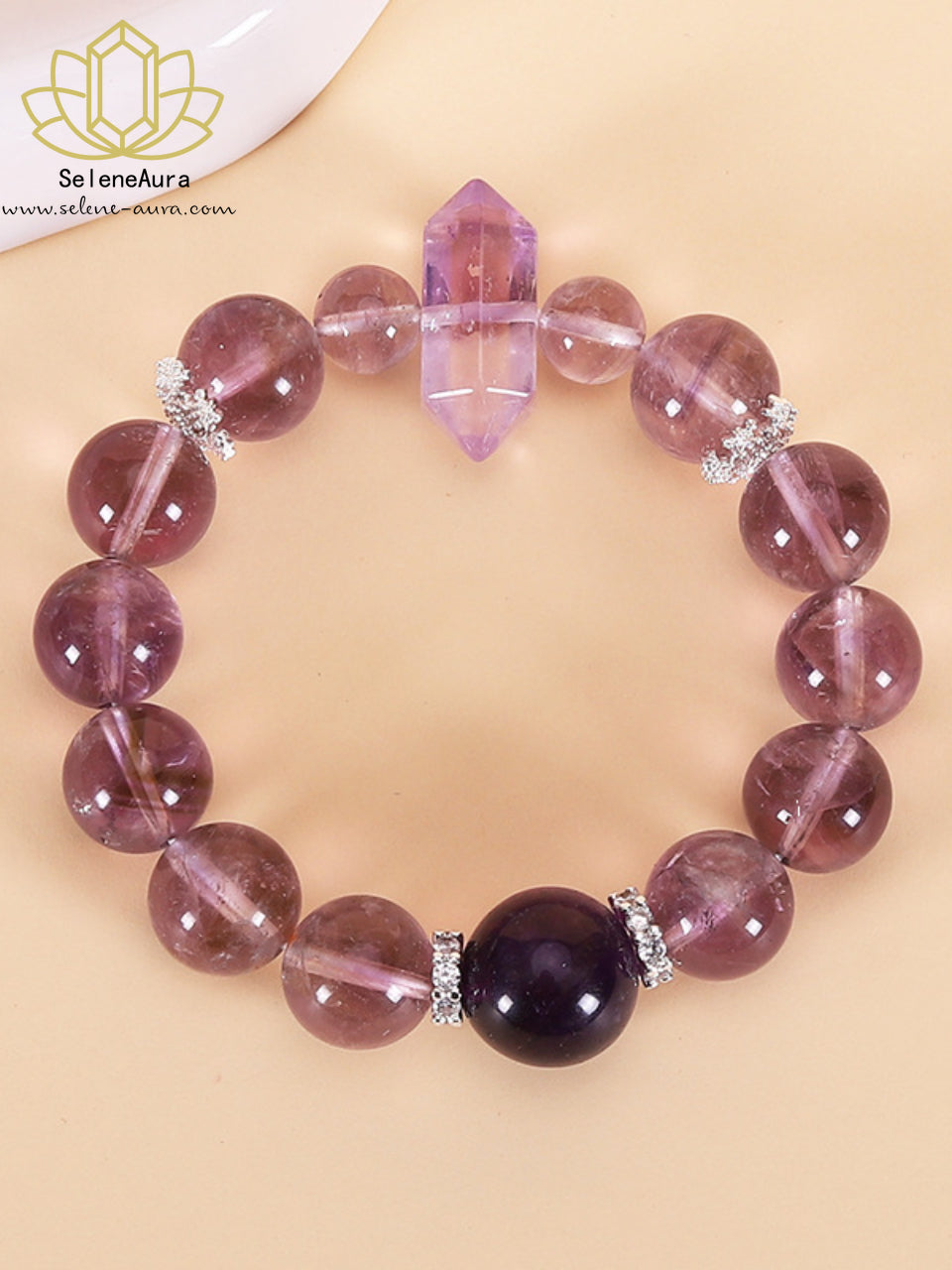 Galaktischer Amethyst Armreif|Bolivianische Doppelspitzen + Uruguay Hauptstein|Kronenchakra Reinigung & Erleuchtung