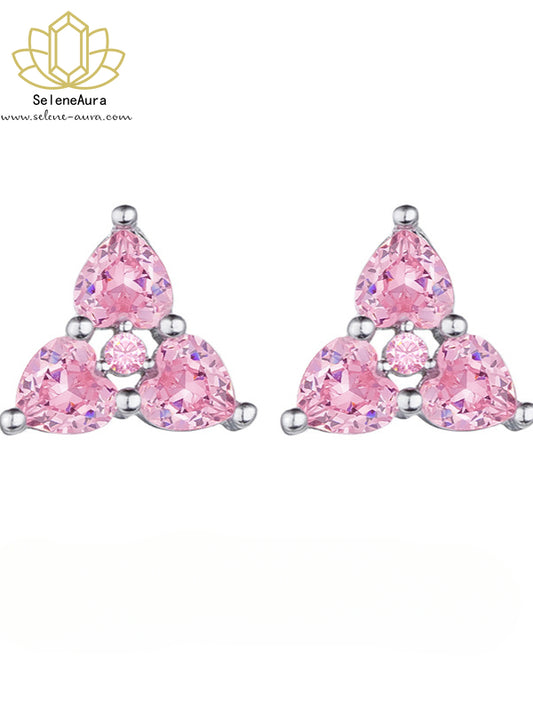 SeleneAura Mini-Dreieck Ohrstecker mit Rosa Quarz | Zart & Energiegeladen