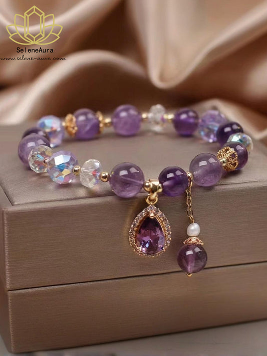 Natürliches Amethyst Armband mit Feuerenergie - Individuelles Design für Damen