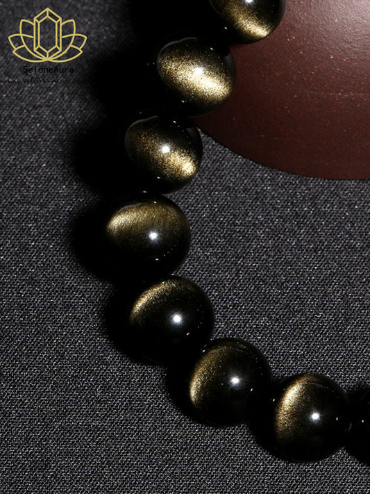 Goldener Katzenaugen-Obsidian Armband - Schutz & Wohlstandsenergie