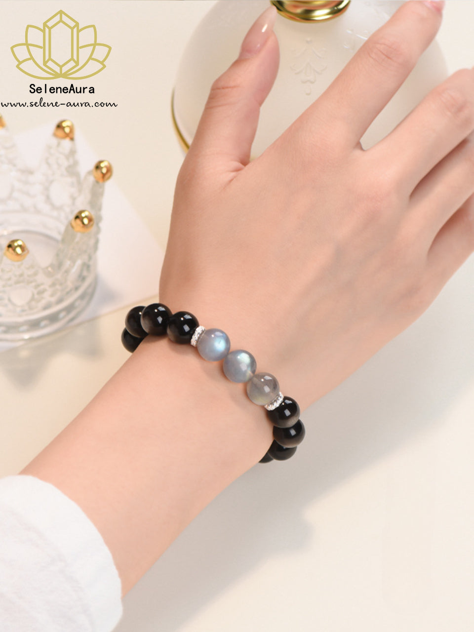 SeleneAura Armband "Nachtanker" - Natürlicher Schwarzer Obsidian