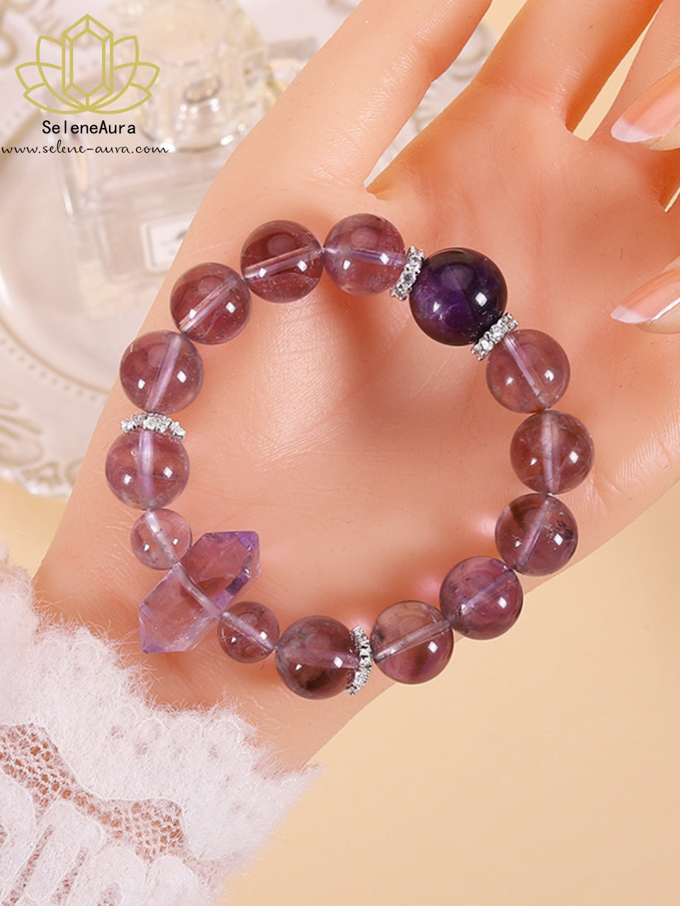 Galaktischer Amethyst Armreif|Bolivianische Doppelspitzen + Uruguay Hauptstein|Kronenchakra Reinigung & Erleuchtung