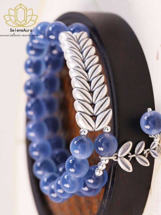 Doppeltes Ähren-Armband mit Honigwaben-Achat