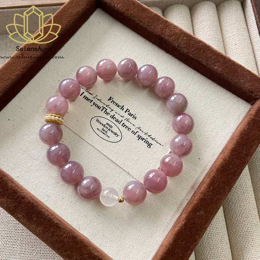 Natürliches Rosa Quarz Armband 10mm+8mm Doppelenergie Handmade in Deutschland