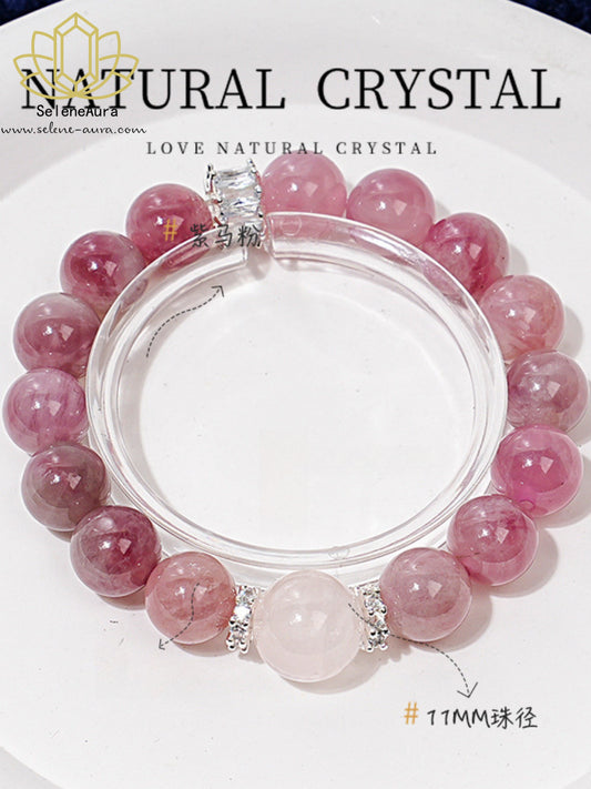 Erdbeerquarz und Rosaquarz Design-Armband | Natürliche Energieheilung