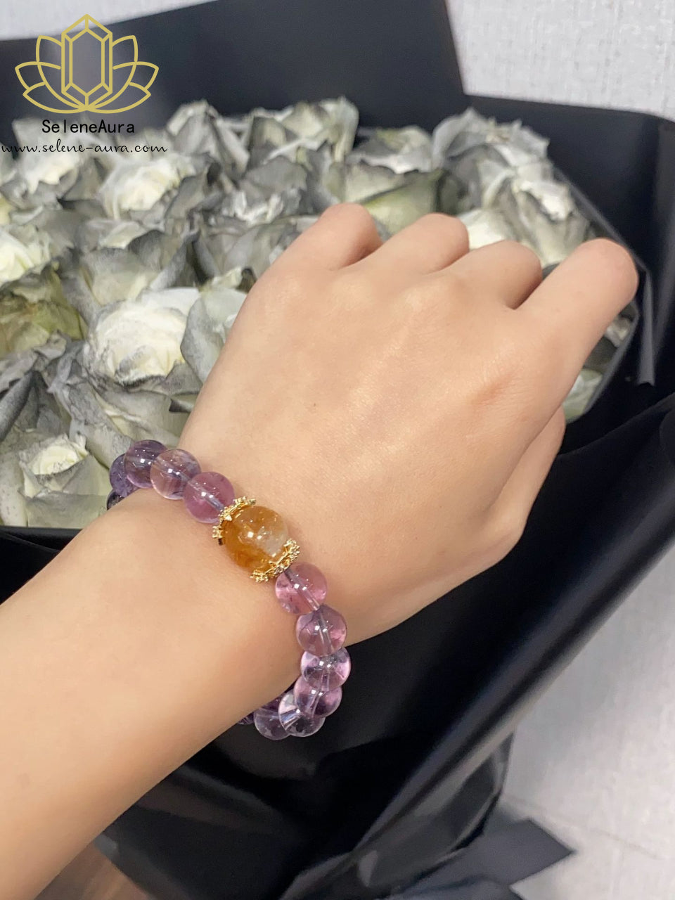 Amethyst & Citrin Armband｜Feuerenergie Chakra Schmuck｜Heilsteine für Reichtum & Schutz