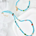Natürlicher Türkis & Karneol Perlen Schmuck Set: Armband + Halskette für Frauen