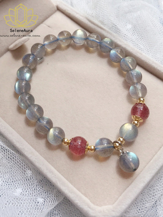 【Mondstein Energie Armband】Weißer & Grauer Mondstein Doppeldesign｜Natürlicher Heilstein Freundschaftsgeschenk