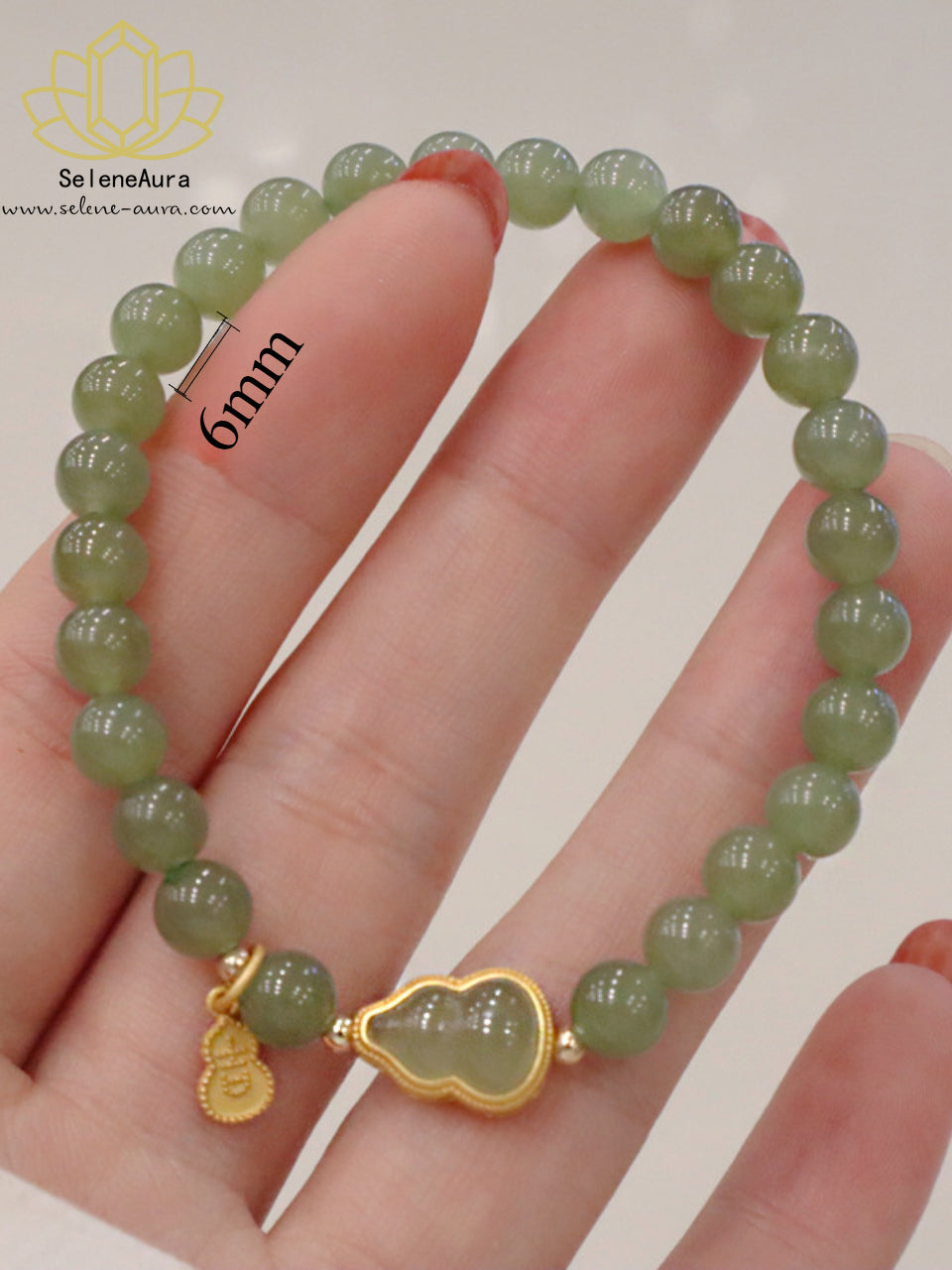 Unisex Hetian Jade Armband  mit 925 Gold & Glückskalebasse