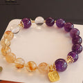 Natürliches Citrin & Amethyst Armband｜Reichtumsschmuck｜Handgefertigtes Damenarmband