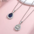 Silber Blue Saphir Anhänger | Koreanischer Trend | 925 Rhodium | Elegantes Collier