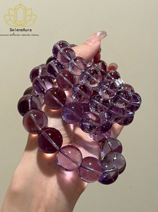 Natürliches Amethyst-Armband "Neun-Purpur-Feuer-Energie" | 12mm Handgefertigt | Exklusives Design