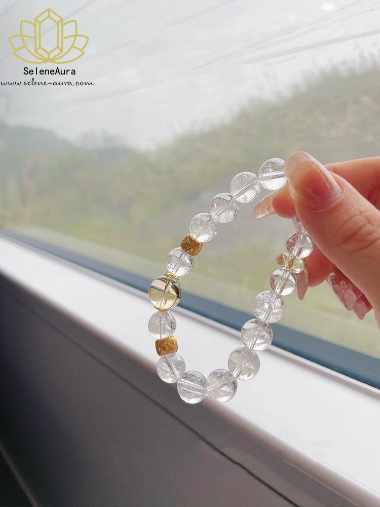 Weiße und gelbe zweifarbige Kristallketten Damenschmuck für jeden Tag Weißer Kristall-Heilschmuck