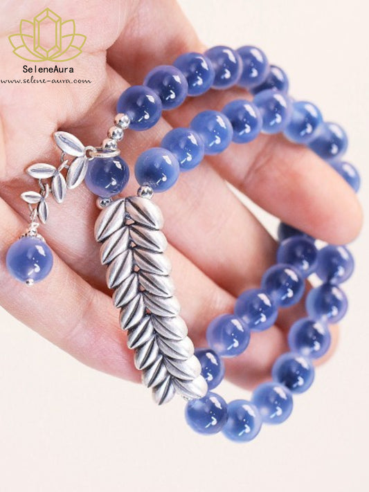 Doppeltes Ähren-Armband mit Honigwaben-Achat