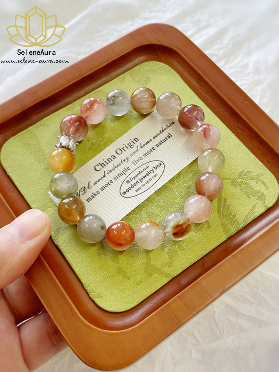Natürliches Rutilquarz Armband "Monet-Garten" | Farbverlauf Design | Unisex Energie