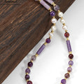 Natürliche Perlen & Muschel Anhänger Kette Armband mit 6mm Amethyst Achat Perlen